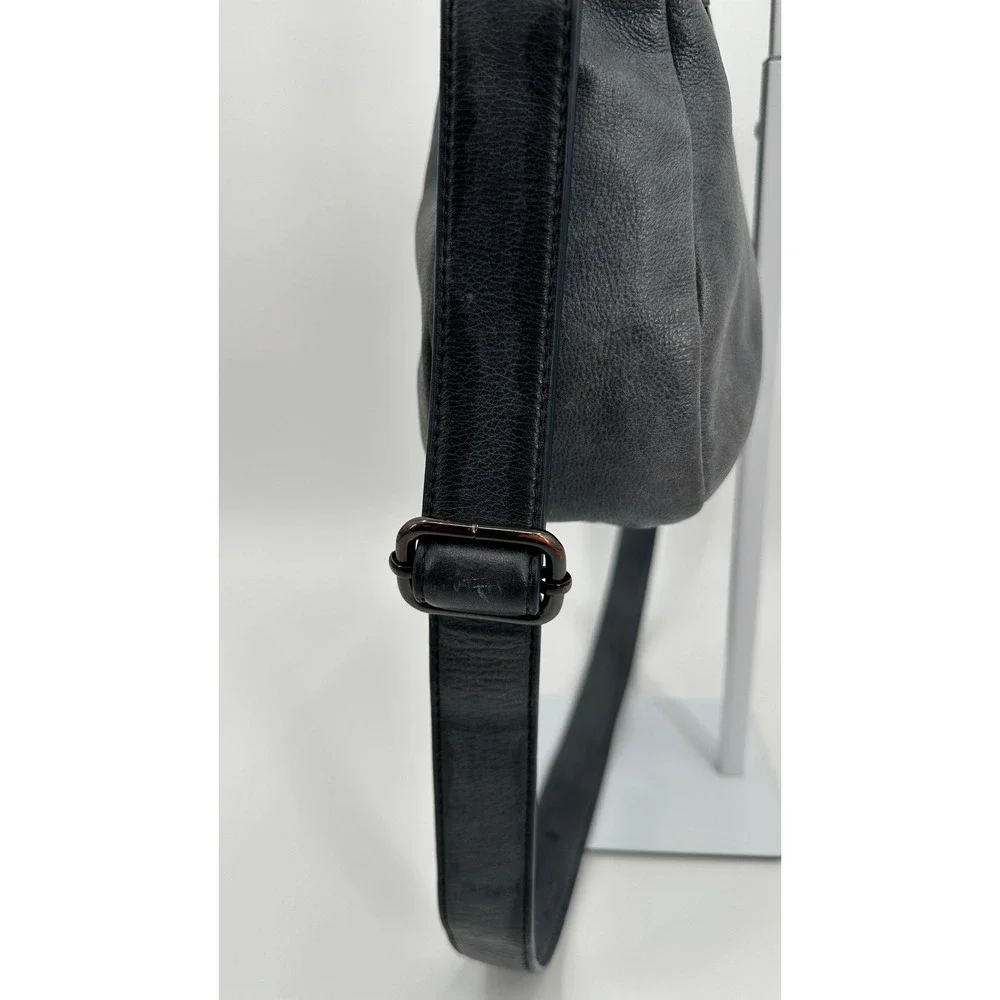 Tory Burch Norah Blue Leather Satchel Crossbody Bag Gunmetal Hardware